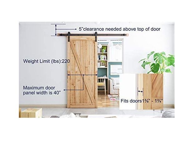 6.6FT Sliding Rail Barn Door Hardware Kit, 200cm