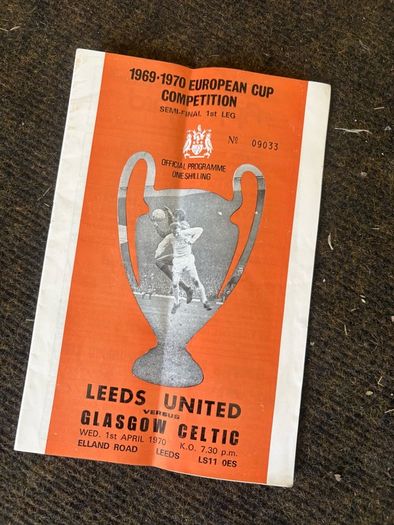 Rare 1970 European Cup Semi Final Programme Leeds United v Celtic 1st Leg Elland Road