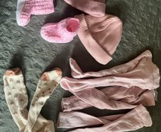 bundle baby girl tights leggings hats knitted 62 68 0-3 month