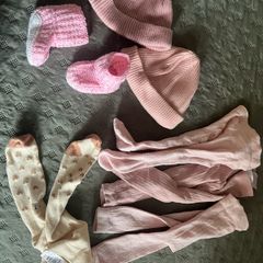 bundle baby girl tights leggings hats knitted 62 68 0-3 month