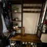 Coat stand with shoe bench, 5 shelves, 40x120x190cm vintage brown/ink black Image 3