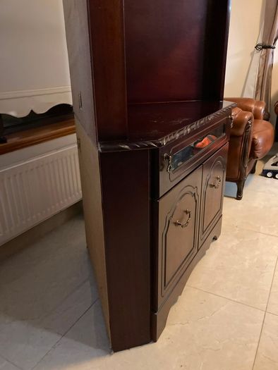 TV corner unit with glass display cabinet