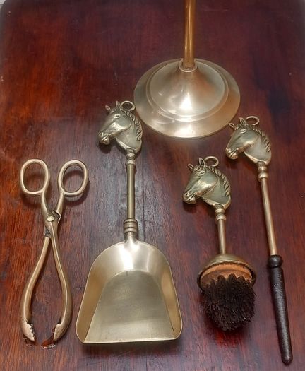 Brass fireside set.