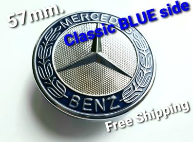 Mercedes - Benz 57mm BLUE side Flat Bonnet Badge Emblem A2048170616