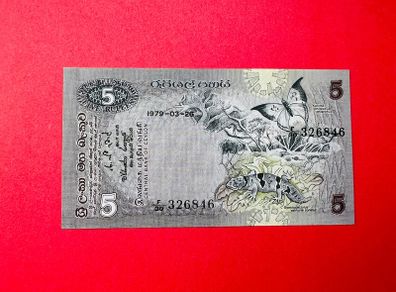 CEYLON  5  Rupees.  1979  Pick  84a. ( Uncirculated )