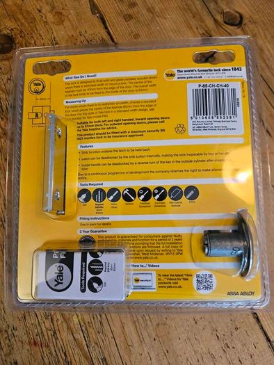 Yale Deadlocking Nightlatch Chrome 40mm