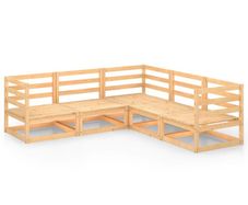 5 Piece Garden Lounge Set Solid Pinewood