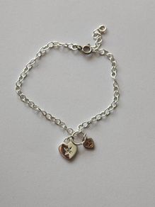 925 Stamped Silver Heart Charm Bracelet
