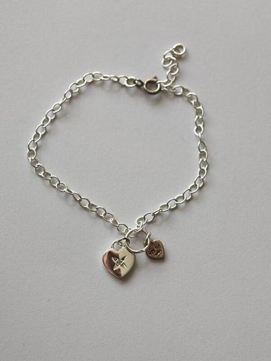 925 Stamped Silver Heart Charm Bracelet
