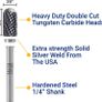 Carbide Burr 1/4" Shank, SC-3 Tungsten Double Cut Rotary Die Grinder Bits - Cutting Burrs for Milwaukee, Dewalt and Makita Die Grinder Accessories - Wood Carving Metal Working & Sturdy Storage Case Image 2