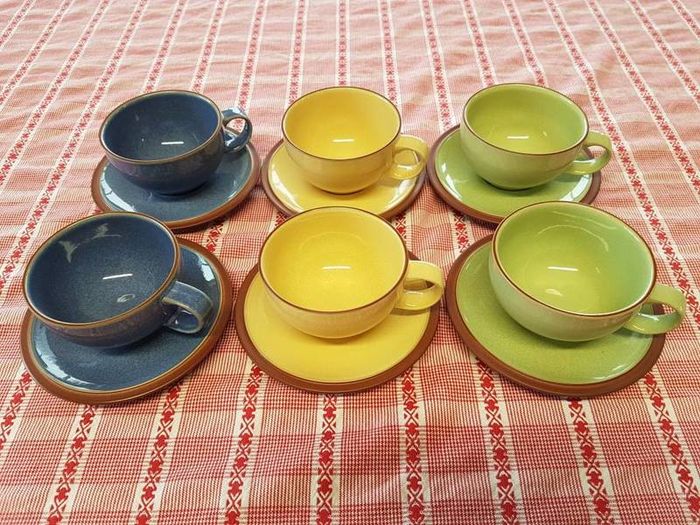 Vintage Denby Juice Cups & Saucers x 6 (D9/Longford)