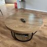 Round Coffee Table, Industrial 2-Tier Circle Coffee Table with Storage Shelves Image 5
