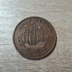 Great Britain UK 1940 Half Penny George VI Coin - free standard postage