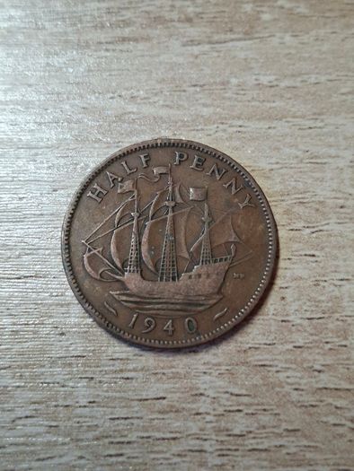 Great Britain UK 1940 Half Penny George VI Coin - free standard postage