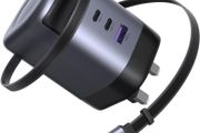 100W USB C Charger Nexode 2C1A with Built-in Retractable Cable(0.75m) GaN Fast Wall Charger Plug UK for MacBook Pro/Air, iPhone 17/Air/17 Pro/16/15, iPad, Galaxy S25/S24, etc
