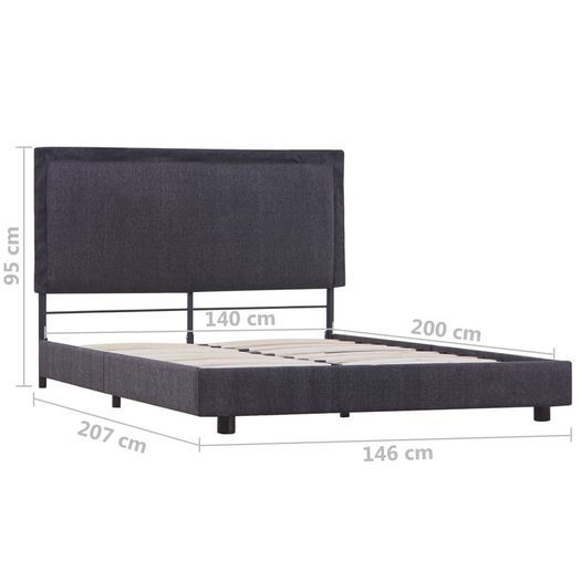 Bed Frame Dark Grey Fabric 135x190 cm