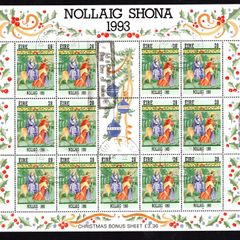 1993 Ireland Christmas Commemorative Stamp Sheetlet Fine Used