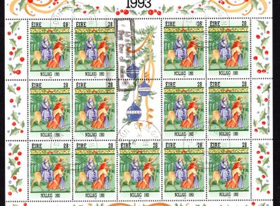 1993 Ireland Christmas Commemorative Stamp Sheetlet Fine Used