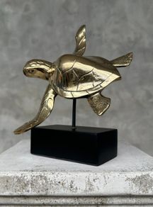Turtle - Polished Bronze, Metal Stand