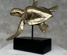 Turtle - Polished Bronze, Metal Stand