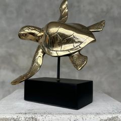Turtle - Polished Bronze, Metal Stand