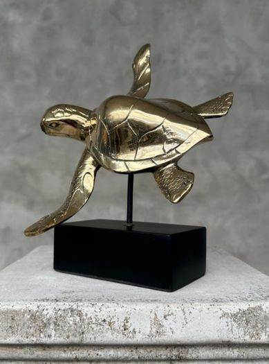 Turtle - Polished Bronze, Metal Stand