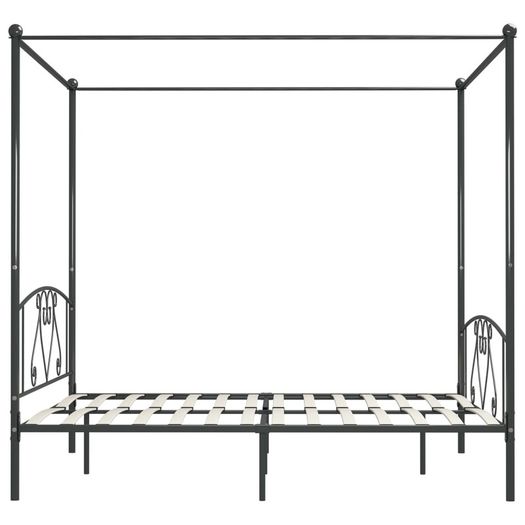 Canopy Bed Frame Grey Metal 200x200 cm
