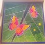 Artisan butterfly ceramic tiled wooden tray Image 3
