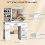White Dressing Table with LED Mirror 3-Color Lights & Side Cabinet, 2-in-1 Makeup Vanity Desk and Nightstand with 4 Drawers & 6 Storage Shelves, Girls Vanity Table Bedroom Dresser, Large 90cm Image 3