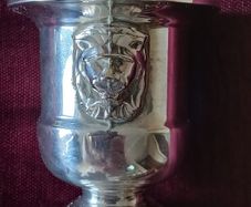 Antique Vinersof Sheffield Silver P)ateLions Head Miniature Ice Bucket