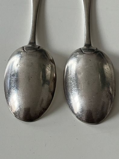 Pair of Antique Sterling Silver Teaspoons  London 1896  George Maudsley Jackson