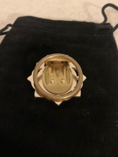 Vintage Gold plated German Porcelain Scarf Brooch 1960s