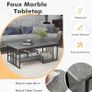 Marble Coffee Table with 2 Open Shelves, Sofa Table with Metal Frame, Rectangular Coffee Table for Living Room, Office, 110 x 60 x 45 cm, Max. 90 kg, Grey Image 4