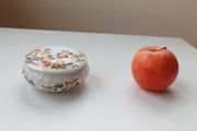 Vintage Aynsley"Cottage Garden" fine bone china round  trinket box made in England  diameter 11cm height 5cm