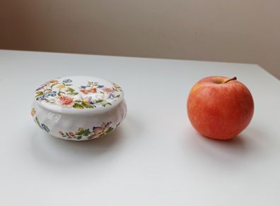 Vintage Aynsley"Cottage Garden" fine bone china round  trinket box made in England  diameter 11cm height 5cm