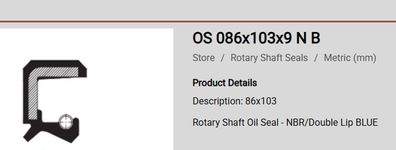 Rotary Shaft Oil Seal - NBR/Double Lip BLUE