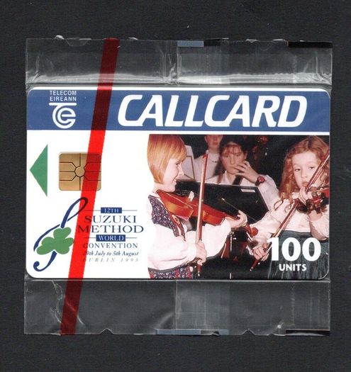 1995 Ireland 100 unit first European country to adopt the Suzuki Method, striving to help educate children through music (Gemplus GEM1) Call Card Mint in Packaging. Telecom Eireann Card Number 1094