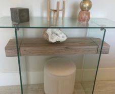Glass + Oak Console Table