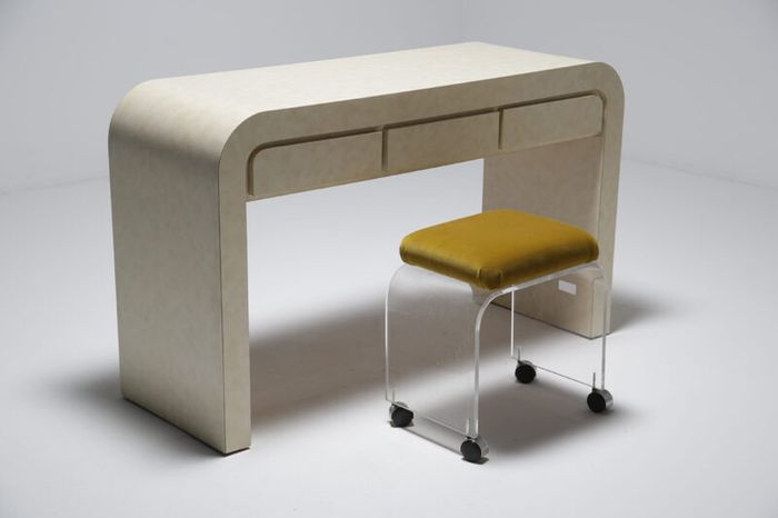 Mid-Century Modern Formica Waterfall Console table, attributed to Karl Springer, 1970s.