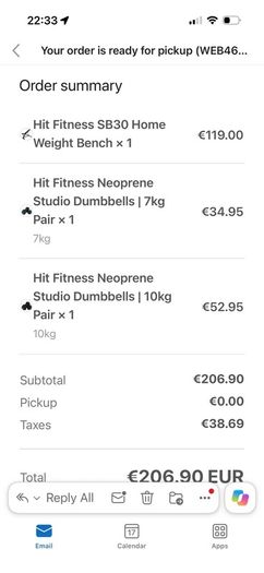 Weight bench & dumbbells