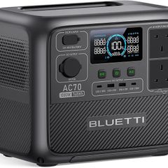 Portable Power Station AC70, 768Wh LiFePO4 Battery Backup w/ 2 1000W AC Outlets (2000W Power Lifting), 100W Type-C, Solar Generator for Road Trip, Off-grid, Power Outage (Solar Panel Optional)