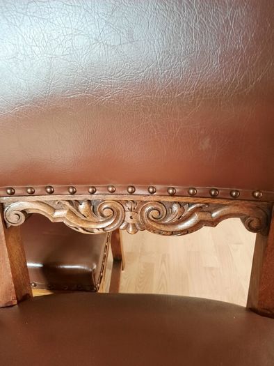 Antique Oak & Leather Dining Chairs