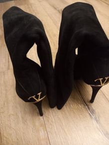 Women's Black Suede high-heel boots