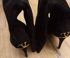 Women's Black Suede high-heel boots