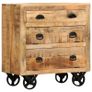 Side Cabinet with Wheel 70x40x75 cm Solid Mango Wood Image 9
