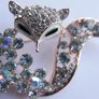 Mischievous vixen pin, lavish playful fox brooch, specialized crystal gifts, luxury statement jeweler Image 3
