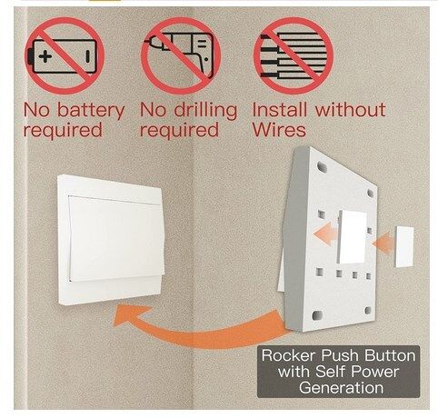 MOES Wireless Light Switch Kit, Kinetic Switch, No Wiring No Battery Easy Installing, Outdoor Remote Control