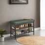 Shoe Storage Bench with Cushioned Seat  Faux Leather Entryway Bench Image 2