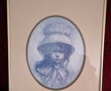 Pencil drawing in bronze frame