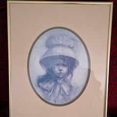 Pencil drawing in bronze frame